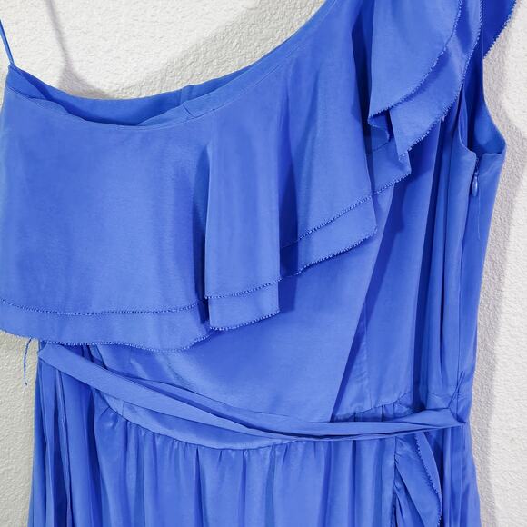 Joie Silk Dress One-Shoulder Ruffle Blue Size M Romantic Evening Flow - Picture 4 of 9